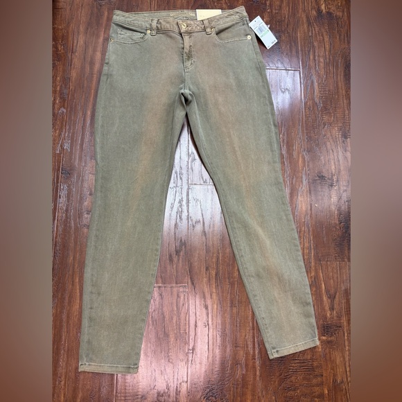 NWT Michael Kors Women’s Size 8 Izzy Skinny Safari Green Jeans #2083 - Picture 1 of 7